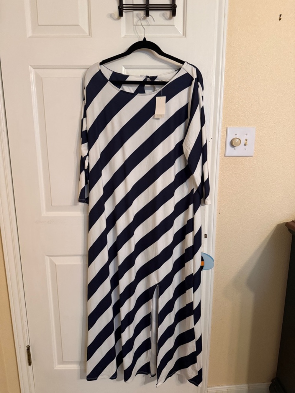 NWT |  Navy & White Diagonal Stripe Maxi Dress